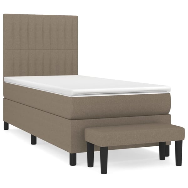 vidaXL kontinentalseng med madras 90x190 cm stof gråbrun