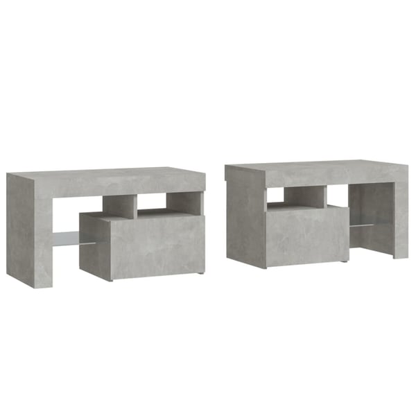 vidaXL Nattbord 2 stk med LED betonggrå 70x36,5x40 cm