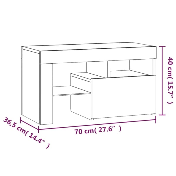 vidaXL Nattbord 2 stk med LED betonggrå 70x36,5x40 cm