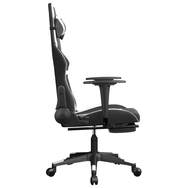 vidaXL gamingstol m. massagefunktion og fodstøtte kunstlæder sort hvid