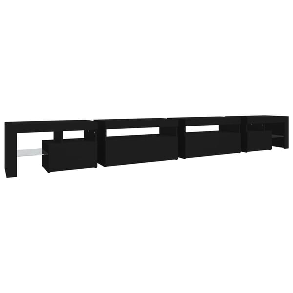 vidaXL tv-bord med LED-lys 290x36,5x40 cm sort