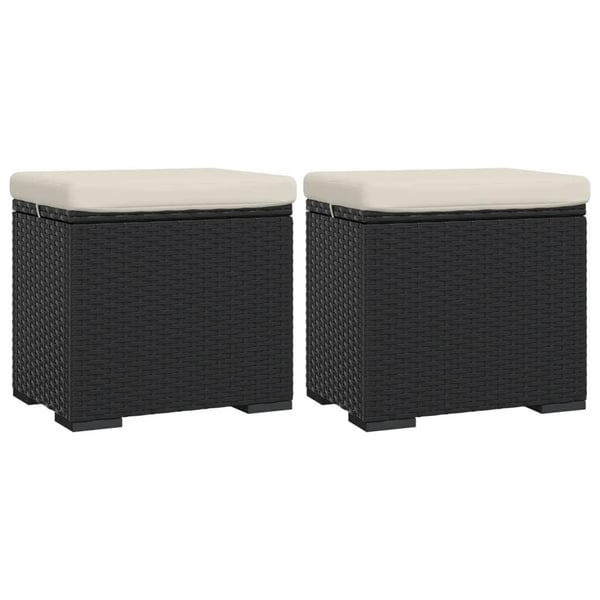 vidaXL ottomaner med hynder 2 stk. 40x30x40 cm polyrattan sort