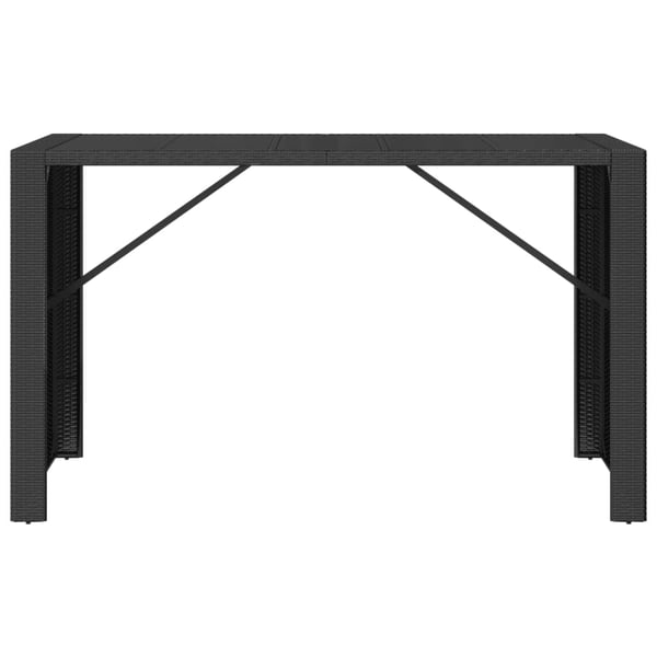 vidaXL barbord med glasplade 185x80x110 cm polyrattan sort