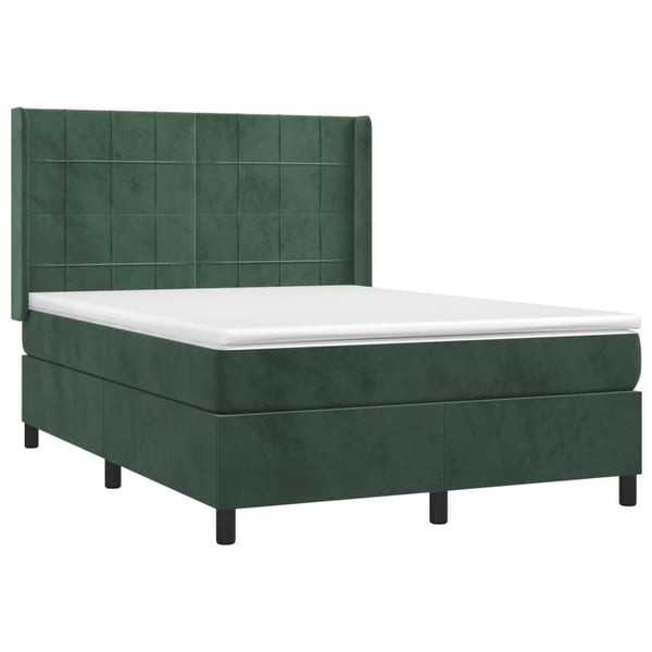 vidaXL Ramsäng med madrass mörkgrön 140x200 cm sammet