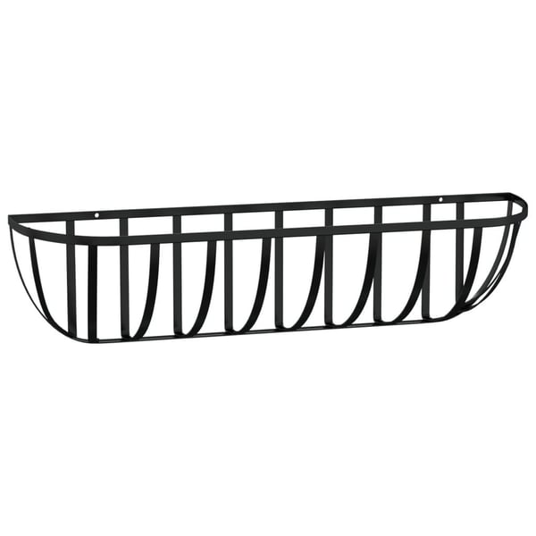 vidaXL Plantekasser 2 stk med kokosfiberinnlegg svart 76x21x16 cm stål