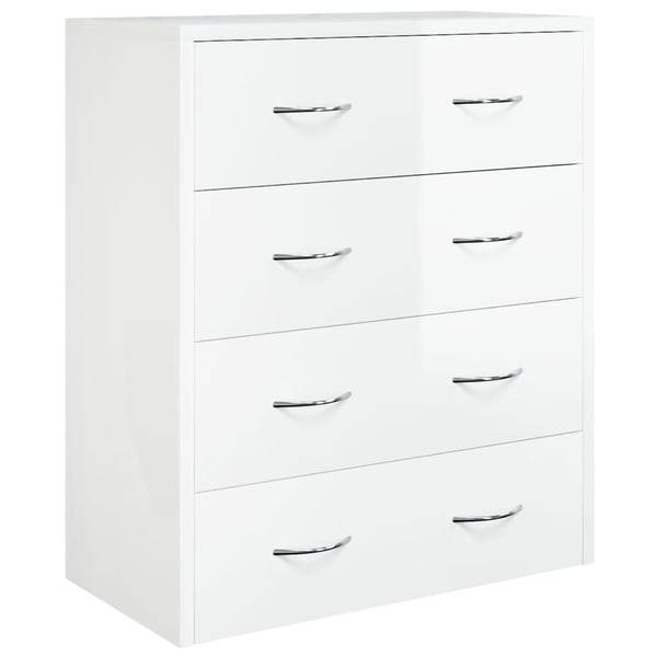 vidaXL Skjenk med 4 skuffer 60x30,5x71 cm høyglans hvit