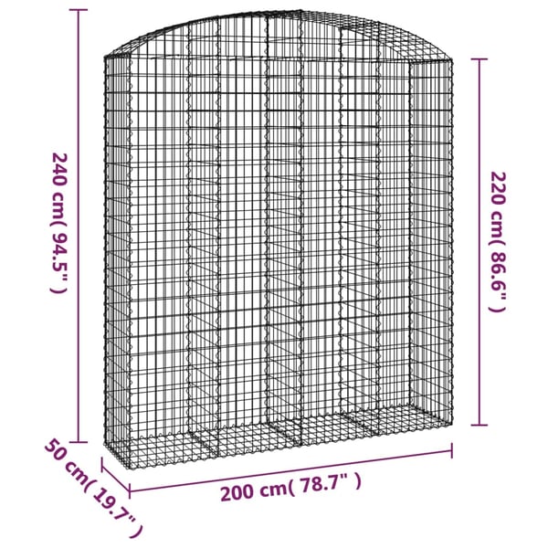 vidaXL Gabionkurv buet 200x50x220/240 cm galvanisert jern