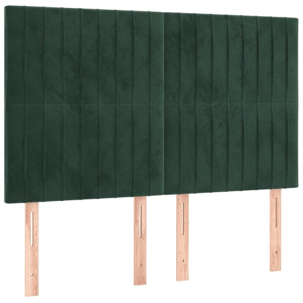 vidaXL kontinentalseng med LED-lys 140x200 cm fløjl mørkegrøn