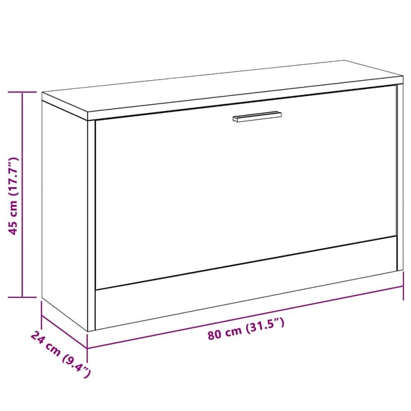 vidaXL Skobenk betonggrå 80x24x45 cm konstruert tre