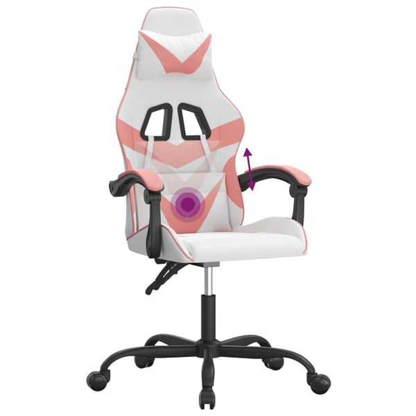 vidaXL Gamingstol vit och rosa konstläder