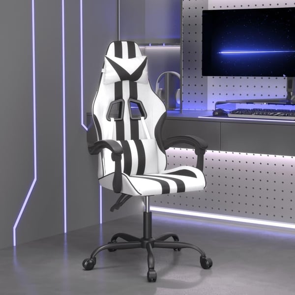 vidaXL gamingstol kunstlæder hvid og sort