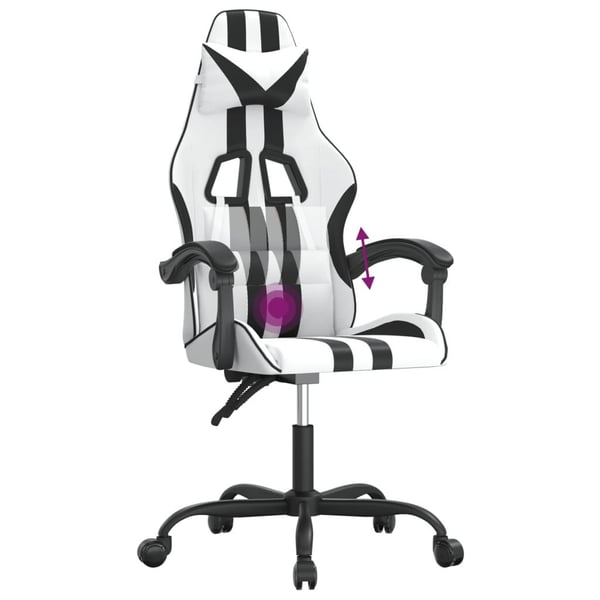 vidaXL drejelig gamingstol kunstlæder hvid og sort