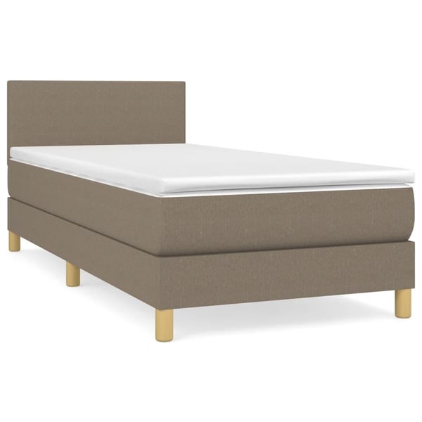vidaXL kontinentalseng med madras 90x190 cm stof gråbrun