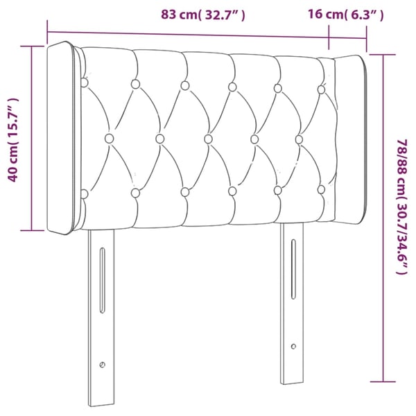 vidaXL sengegavl med LED-lys 83x16x78/88 cm stof mørkebrun
