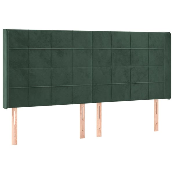 vidaXL kontinentalseng med LED-lys 160x200 cm fløjl mørkegrøn