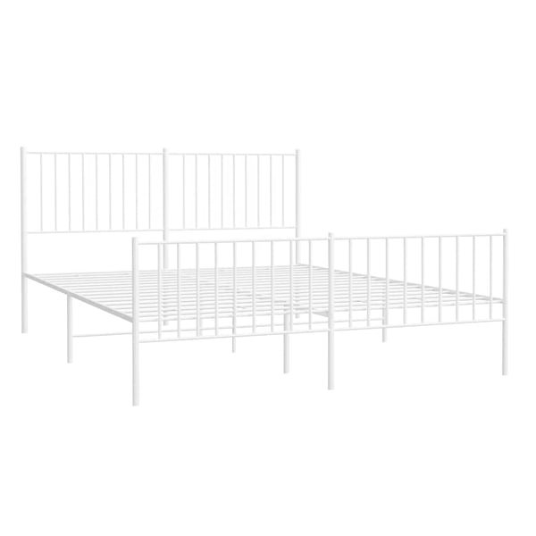 vidaXL Sengeramme i metall med hode- og fotgavl hvit 160x200 cm