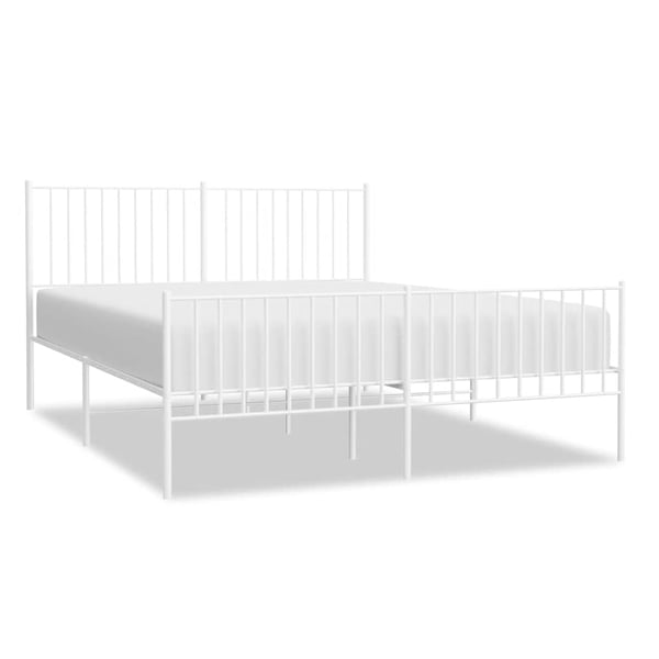 vidaXL Sengeramme i metall med hode- og fotgavl hvit 160x200 cm