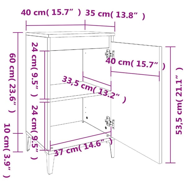 vidaXL Nattbord betonggrå 40x35x70 cm konstruert tre