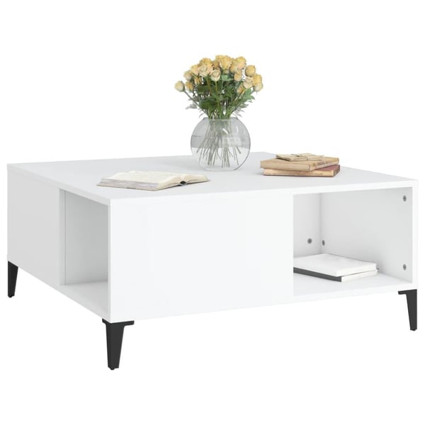 vidaXL Salongbord hvit 80x80x36,5 cm konstruert tre