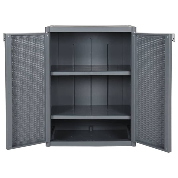 vidaXL Ulkosäilytyskaappi harmaa 65x45x88 cm PP rottinki