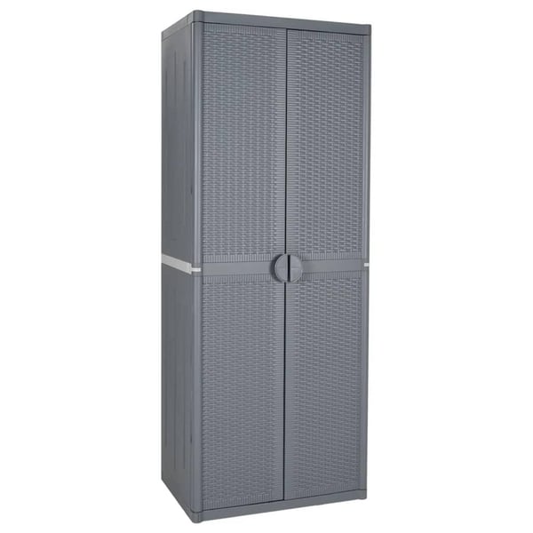 vidaXL Ulkosäilytyskaappi harmaa 65x45x172 cm PP rottinki