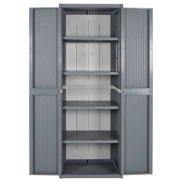 vidaXL Ulkosäilytyskaappi harmaa 65x45x172 cm PP rottinki