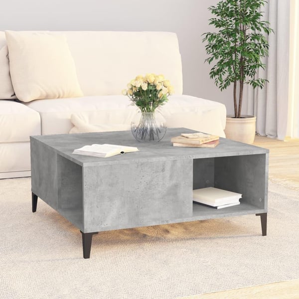 vidaXL Salongbord betonggrå 80x80x36,5 cm konstruert tre