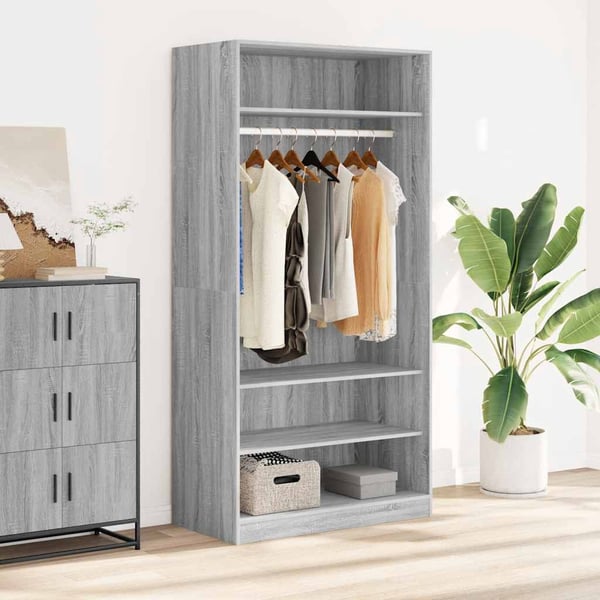vidaXL Garderobe grå sonoma 100x50x200 cm konstruert tre