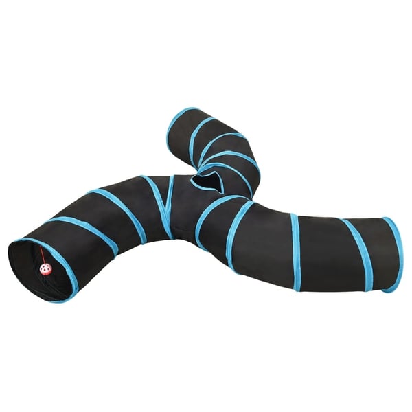 vidaXL Kattetunnel 3-veis svart og blå 25 cm polyester