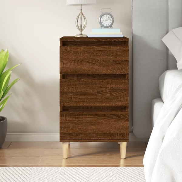 vidaXL sengebord 40x35x70 cm konstrueret træ brun egetræsfarve