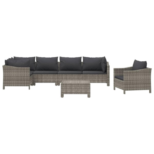 vidaXL loungesæt til haven 7 dele med hynder polyrattan grå