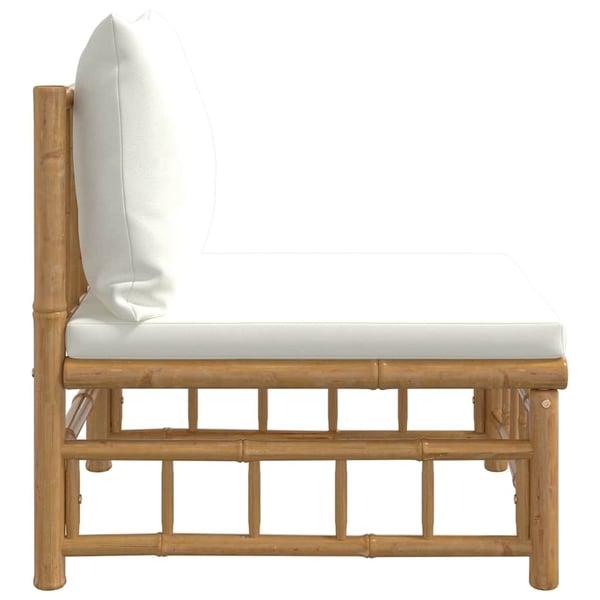 vidaXL midtermodul til havesofa med cremehvide hynder bambus