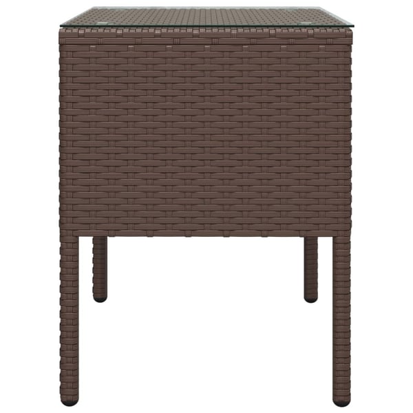vidaXL sidebord 53x37x48 cm polyrattan og hærdet glas brun