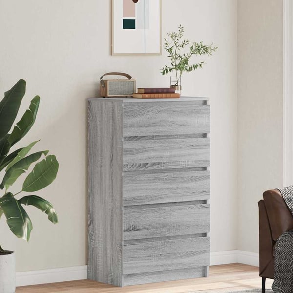 vidaXL Kommode grå sonoma 60x36x103 cm konstruert tre