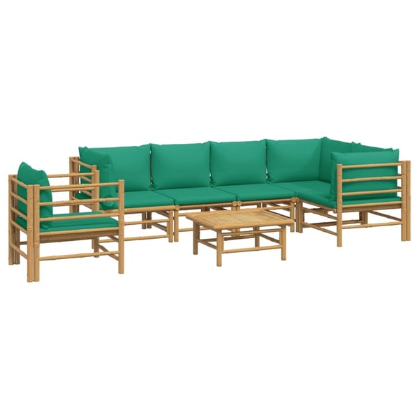 vidaXL Loungegrupp 7 delar gröna dynor bambu