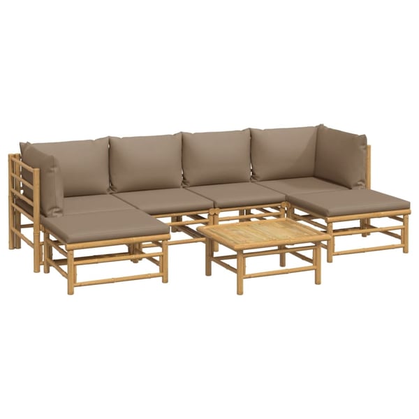 vidaXL Loungegrupp 7 delar taupe dynor bambu