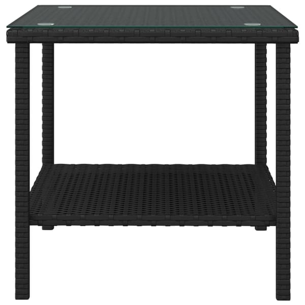 vidaXL sidebord 45x45x45 cm polyrattan og hærdet glas sort
