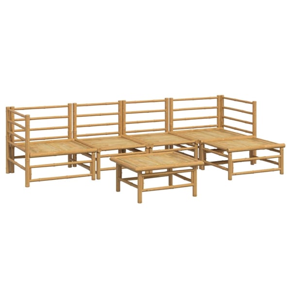 vidaXL Loungegrupp 6 delar ljusgråa dynor bambu