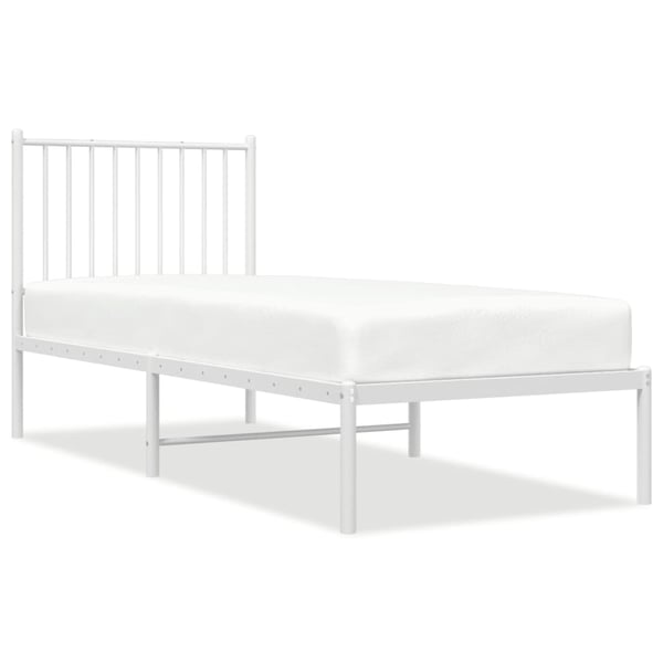 vidaXL Sengeramme i metall uten madrass med hodegavl hvit 75x190 cm