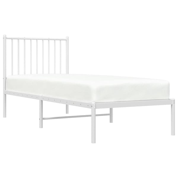 vidaXL Sengeramme i metall uten madrass med hodegavl hvit 75x190 cm