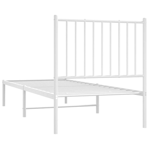 vidaXL Sengeramme i metall uten madrass med hodegavl hvit 75x190 cm