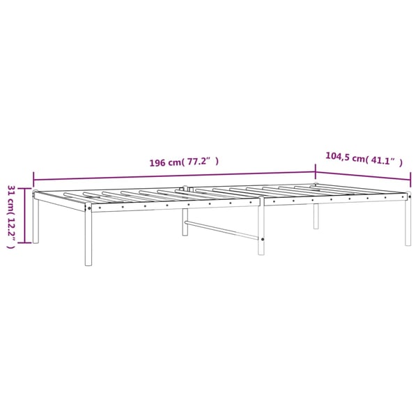 vidaXL Sengeramme i metall hvit 100x190 cm