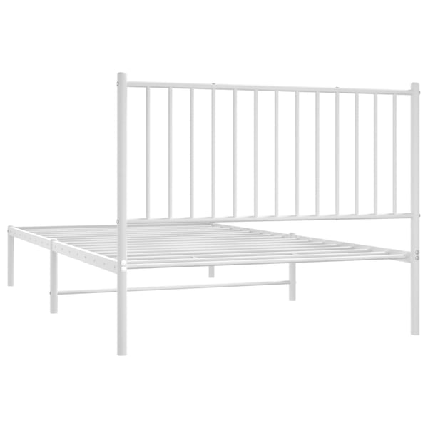 vidaXL Sengeramme i metall med hodegavl hvit 107x203 cm