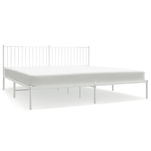 vidaXL Sengeramme i metall med hodegavl hvit 193x203 cm