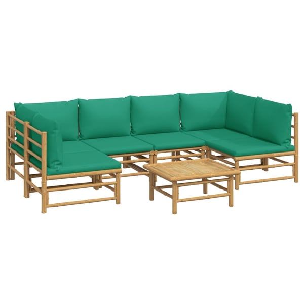 vidaXL Loungegrupp 7 delar gröna dynor bambu