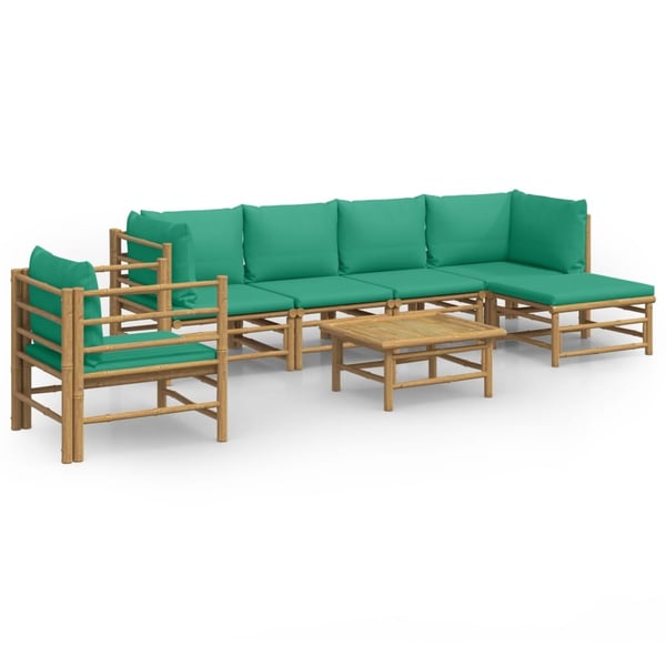 vidaXL Loungegrupp 7 delar gröna dynor bambu