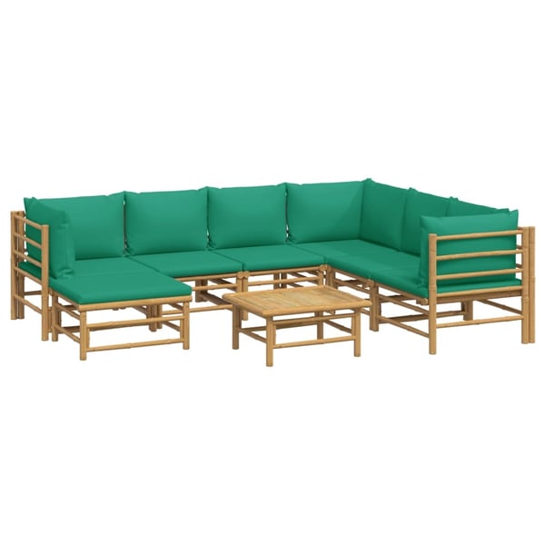 vidaXL Loungegrupp 8 delar gröna dynor bambu