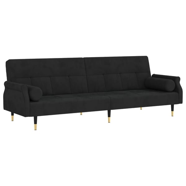 vidaXL Bäddsoffa med dynor svart sammet