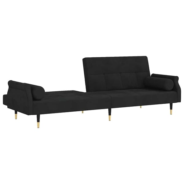 vidaXL Bäddsoffa med dynor svart sammet