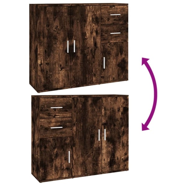 vidaXL Skjenk røkt eik 91x29,5x75 cm konstruert tre